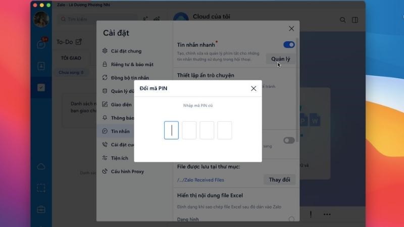 Cài đặt mã PIN cho cuộc trò chuyện Cài đặt mã PIN cho cuộc trò chuyện